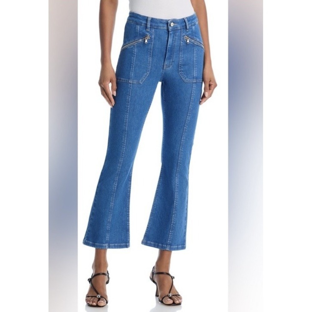 Cinq A Sept Celeste Crop Flare Jeans Size 2 Zippered Pockets 27x26
